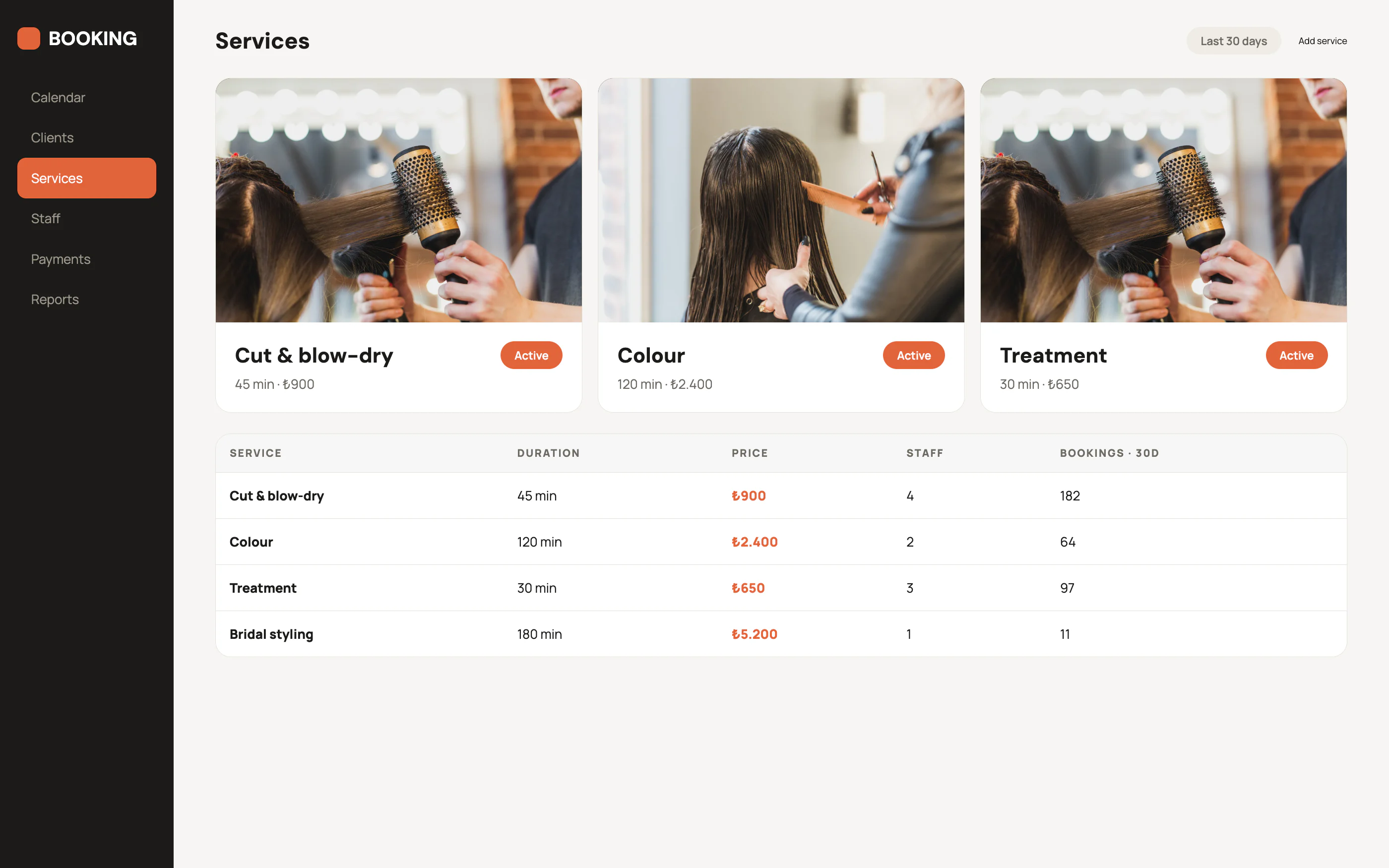 Booking & Client Dashboard