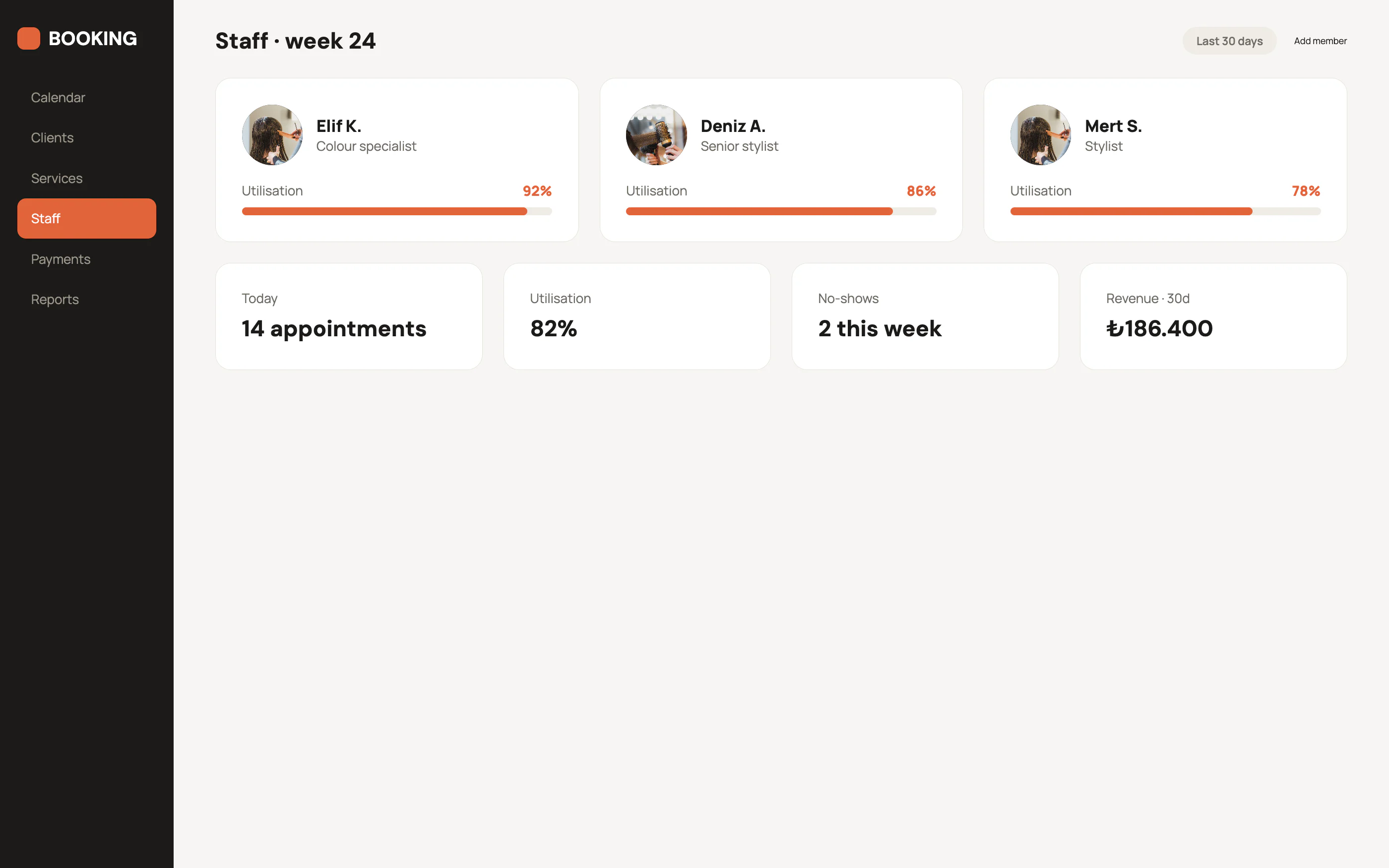 Booking & Client Dashboard