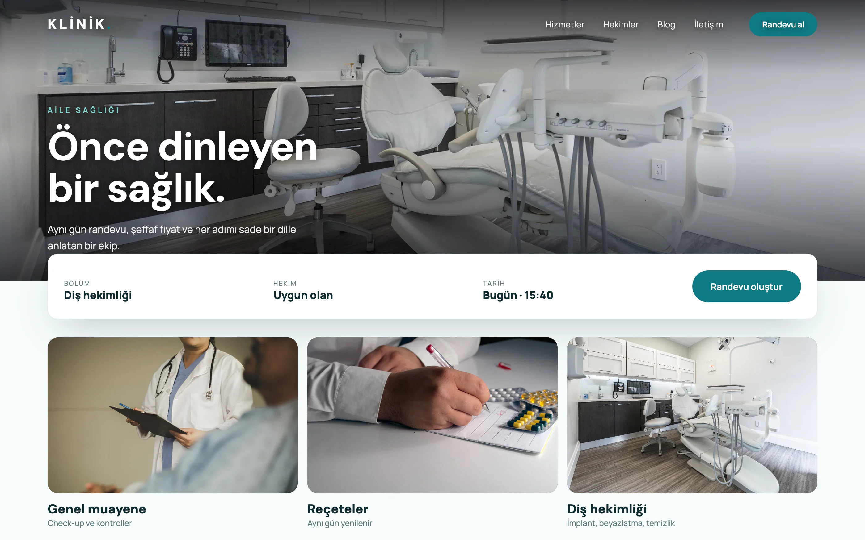 Sağlık Kliniği Web Sitesi