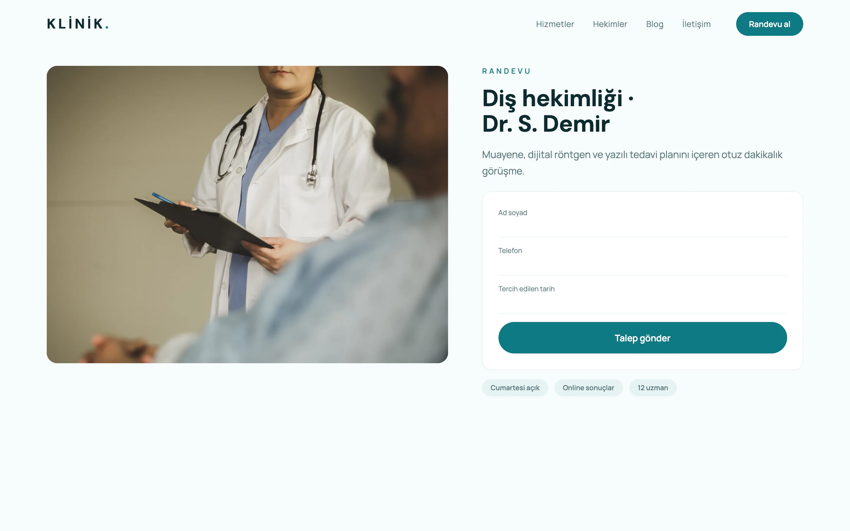Sağlık Kliniği Web Sitesi
